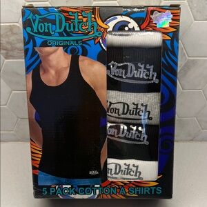 Von Dutch 5 Pack Multi Blk/Gray/White Sulver Cotton A Shirt/Tank Top. Large